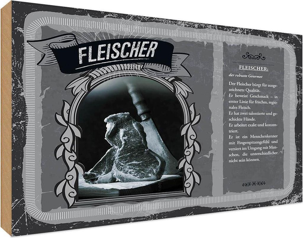 vianmo Holzschild 12x18 cm Fleischer Beruf Arbeit Produktbild 