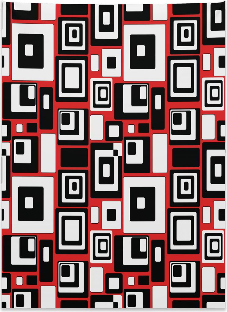 Abakuhaus Abstrakt Wandteppich, Minimalist Retro Artsy aus Weiches Mikrofaser Stoff Kein Verblassen Klare Farben Waschbar, 110 x 150 cm, Zinnoberro...