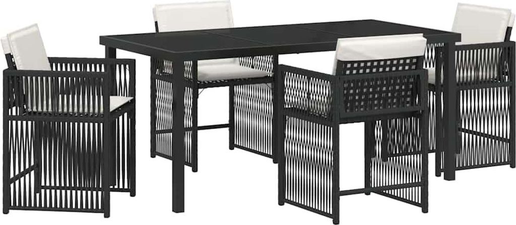 vidaXL Garten Essgruppe 5 pcs Schwarz Poly-Rattan