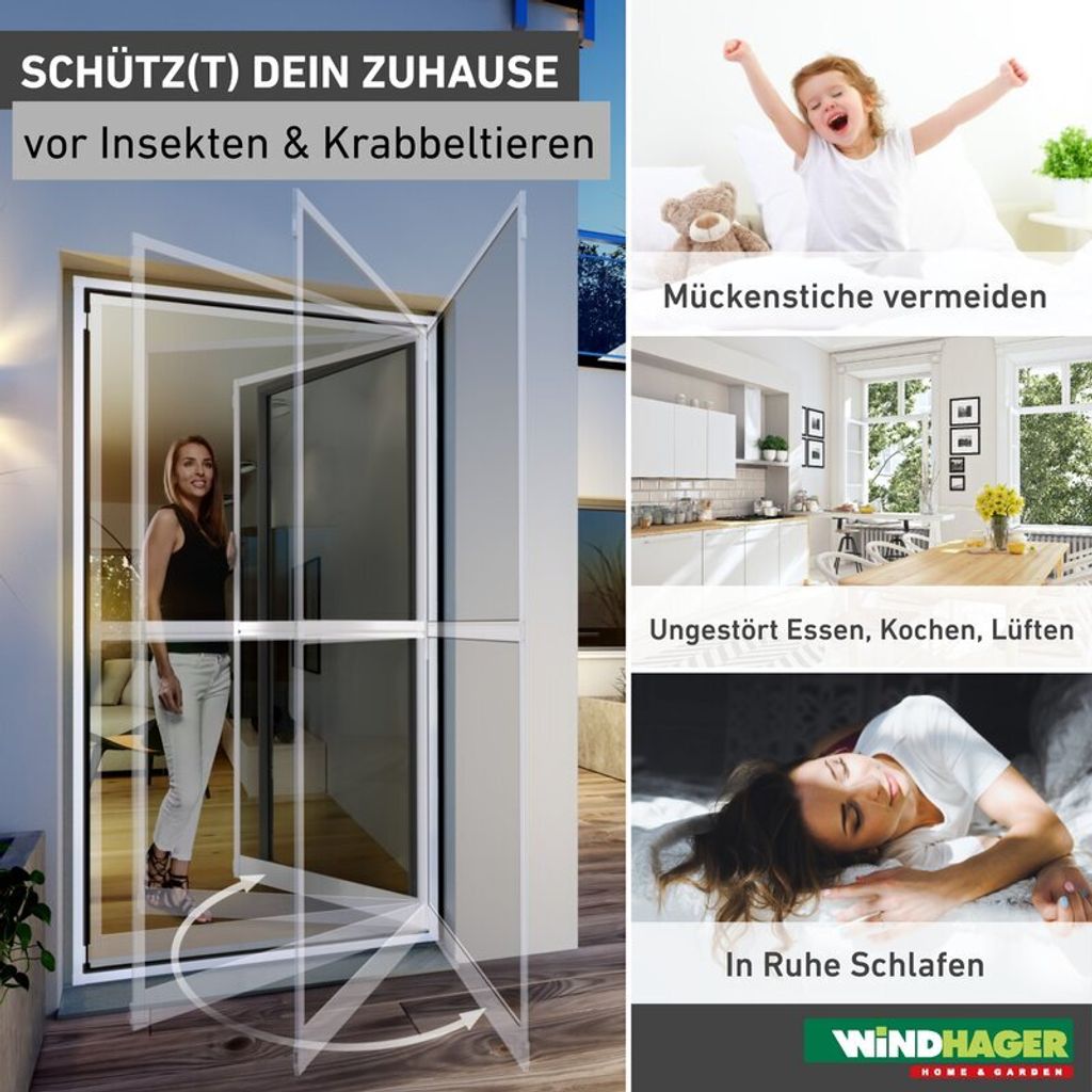 Insektenschutz Pendeltüre 100x210cm, weiß