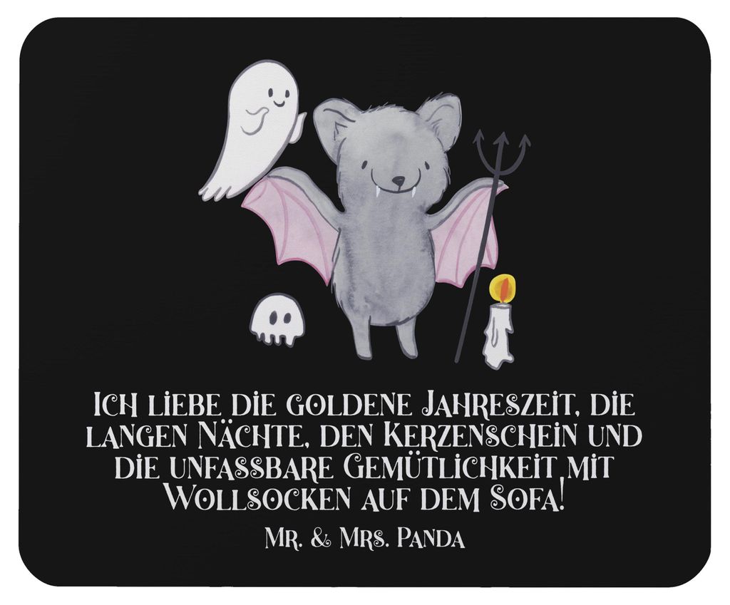 Mr. & Mrs. Panda Mousepad Herbstgemütlichkeit Halloween - Schwarz - Geschenk, Geschenke, Süßes oder Saures, mauspad pc, handgefertigte Produkte,...