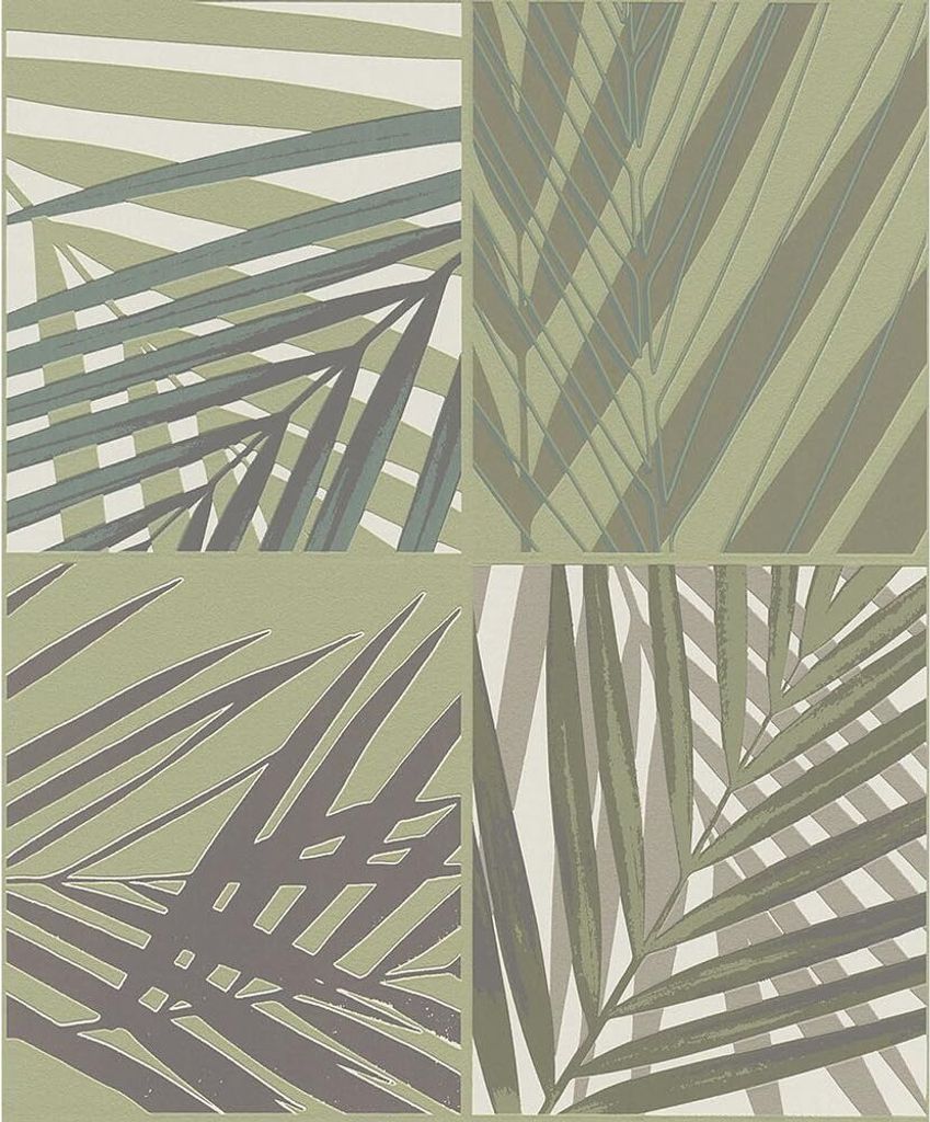 Rasch Tapete Vlies In the Woods 784480 Blätter Palme Grün Beige Grau