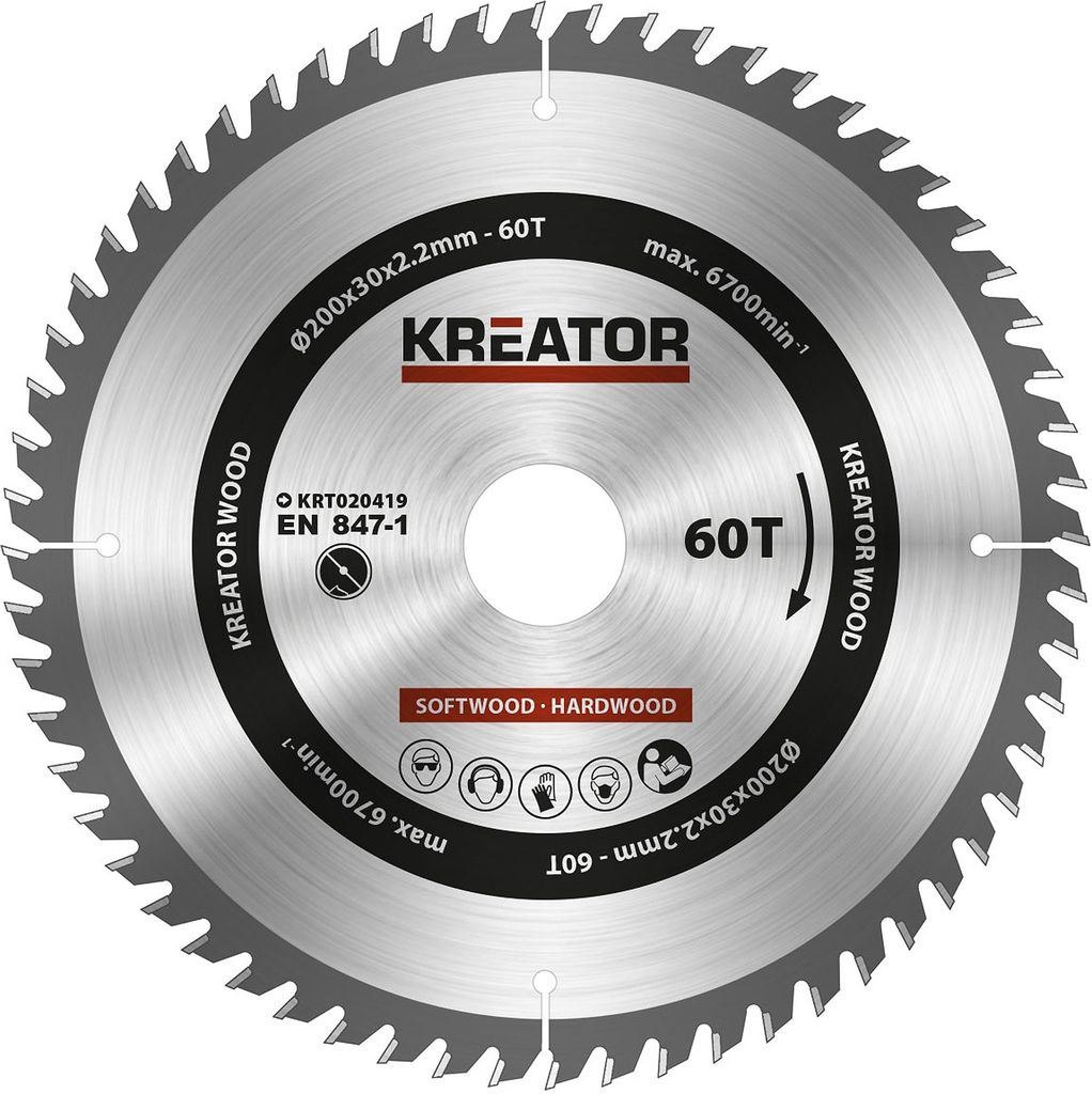 Kreator 200x30x2.2 Mm 60t Kreissägeblatt Für Holz    One Produktbild 