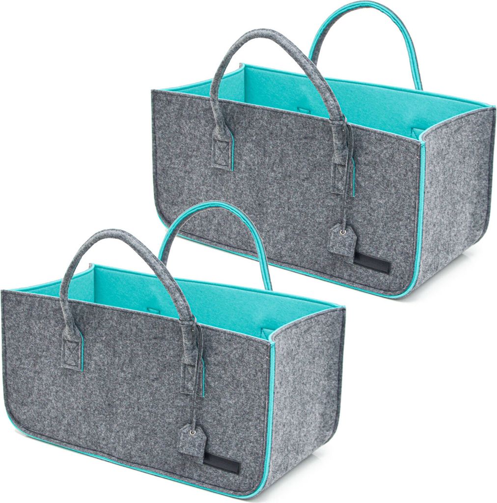 2er Set Filztasche bis 25kg - 50x25x25 Filz Shopper Einkaufstasche Kaminholzkorb
