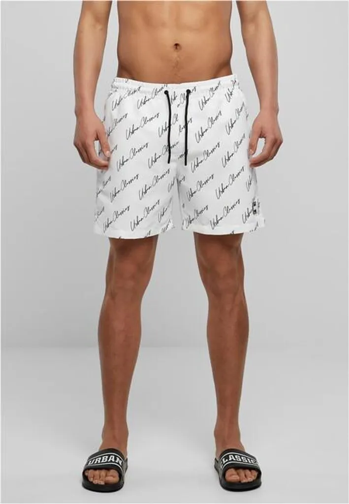 Short de bain Urban Classics whitescriptlogo XXL - Maillot de bain homme