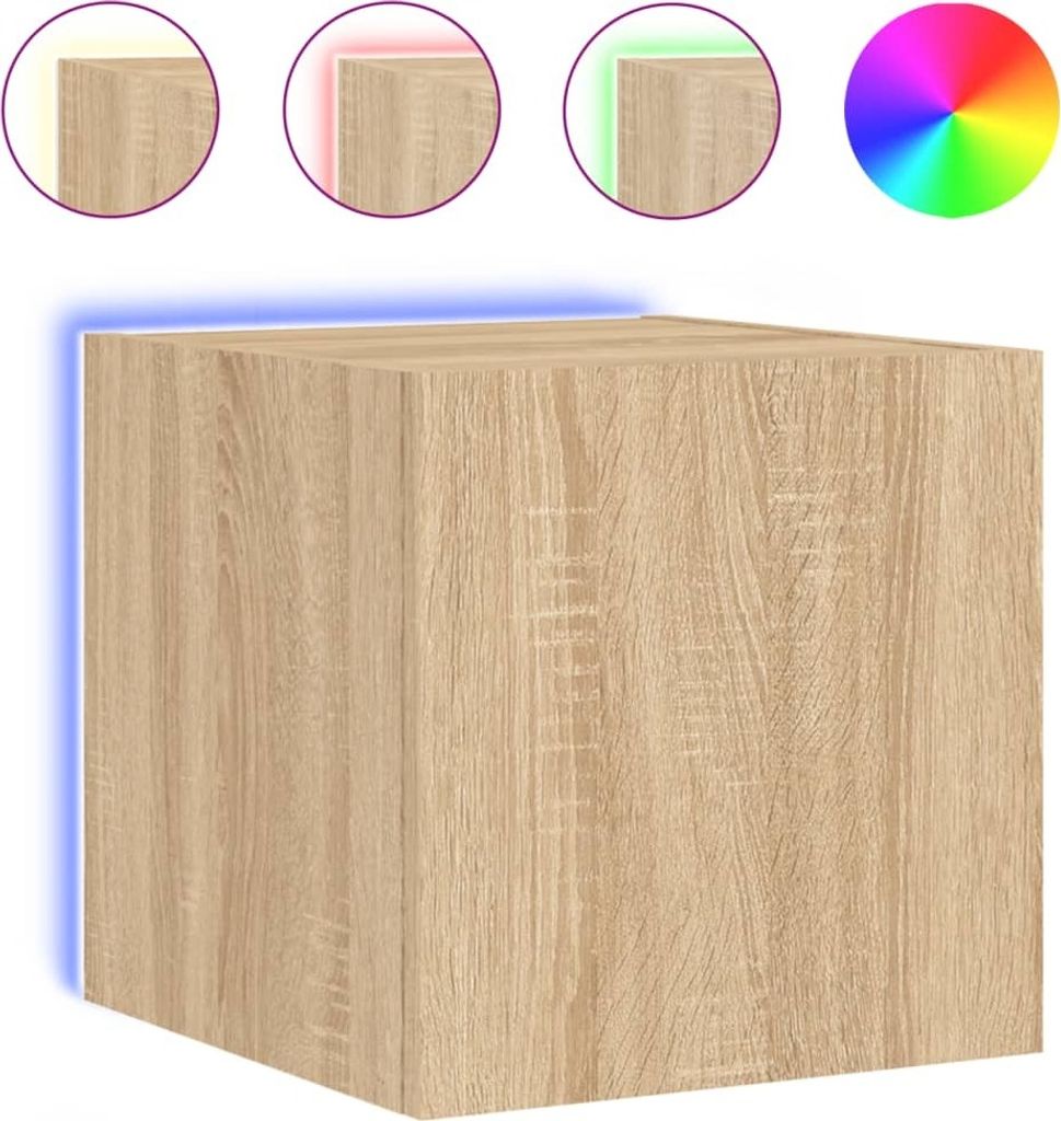 "2026 Aktion"TV-Wandschrank, Fernsehtisch - CLORIS - mit LED-Leuchten Sonoma-Eiche 30,5x35x30cm - TV-Schränke NeuMöbel522313