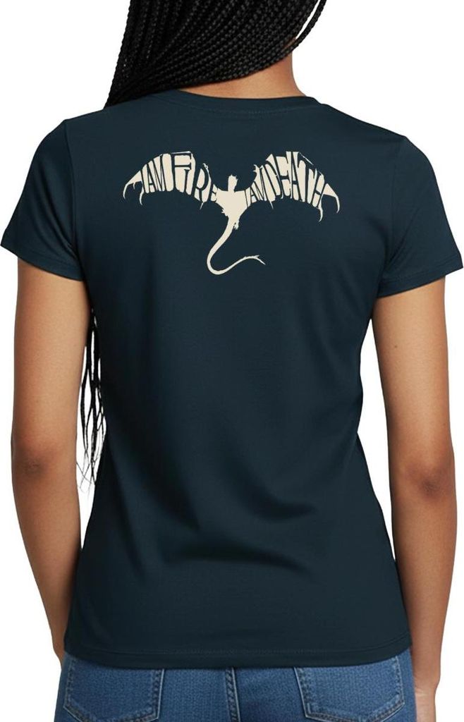 Spreadshirt Der Hobbit Smaug Mit Zitat Brust Design Frauen T-Shirt, XL, Navy