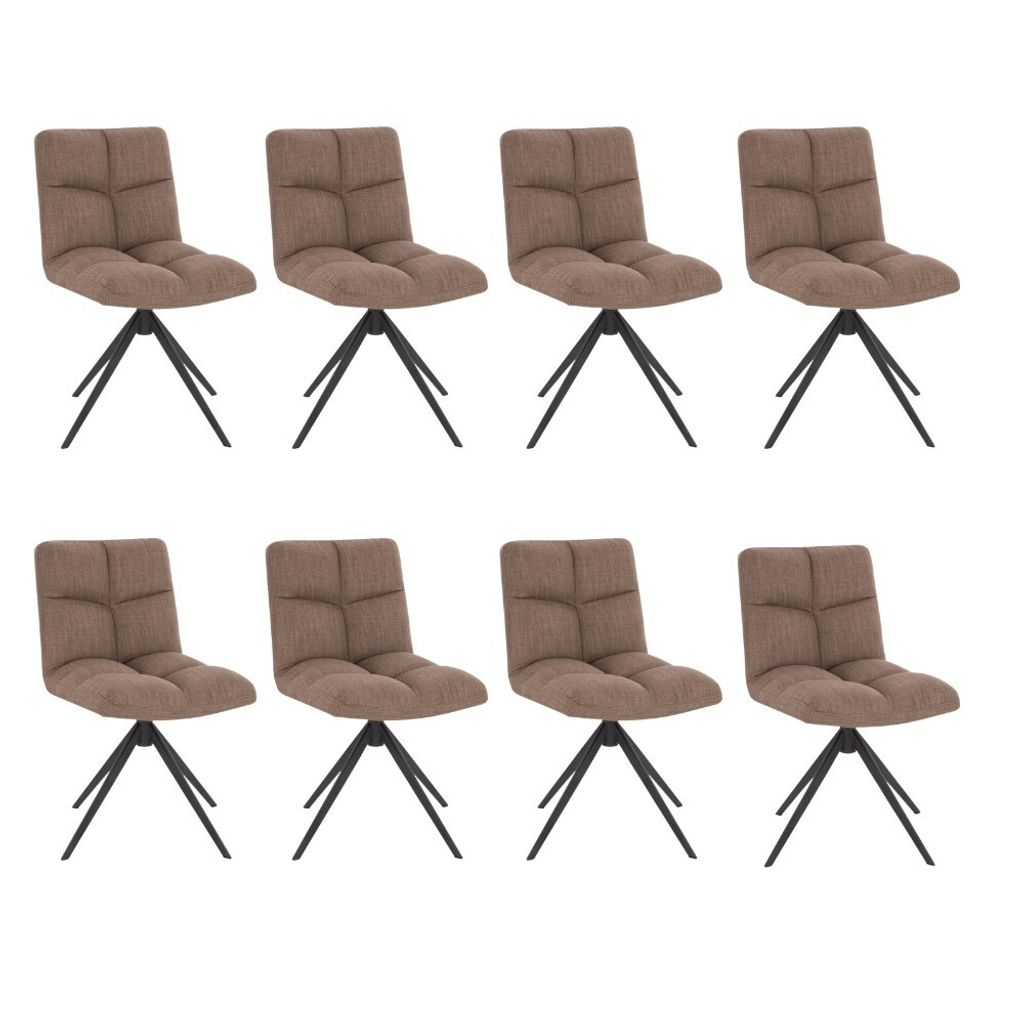 HOME DELUXE - Esszimmerstuhl NODA - 8er Set, Farbe: Samt Grau - 360 Grad drehbar, weiche Polsterung, bis 120 kg belastbar I Küchenstuhl Speisestü...