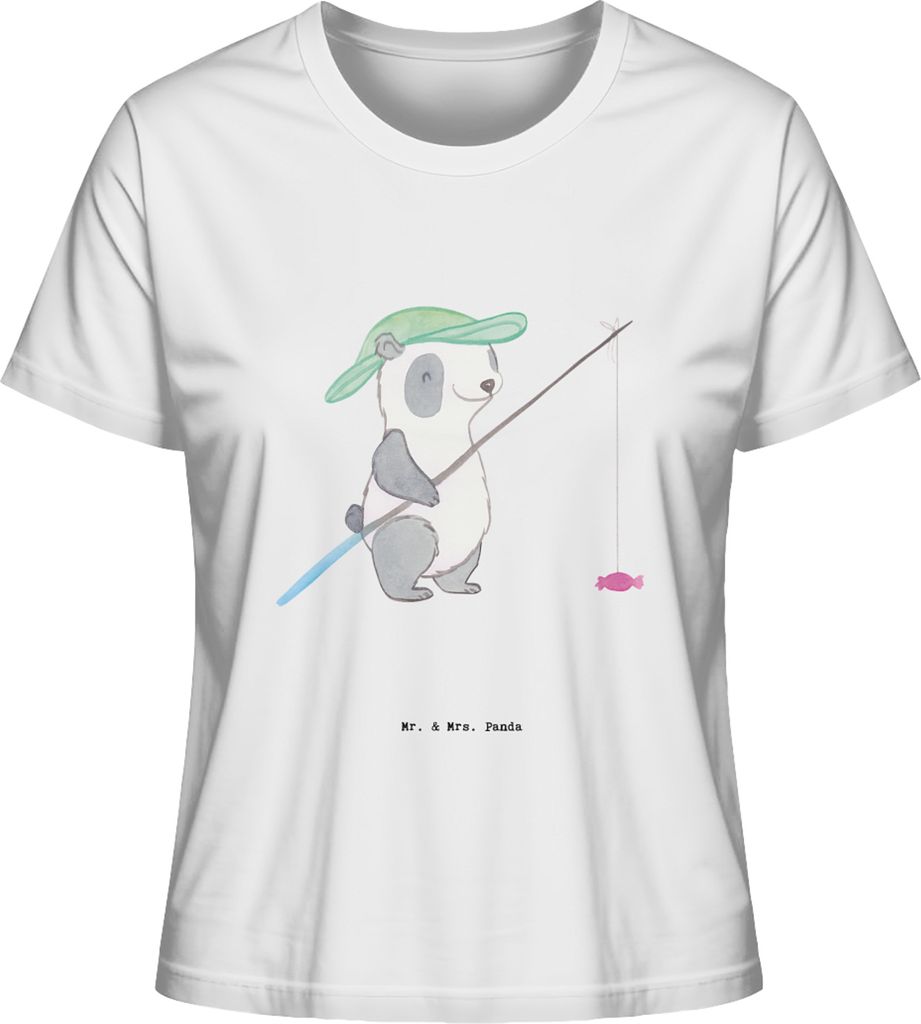 Mr. & Mrs. Panda Baumwoll T-Shirt Damen Panda Angeln Größe S - Weiß - Geschenk, gehen, Angelsport, Oberteil, Angelverein, Hobbyangler, Angler, S...