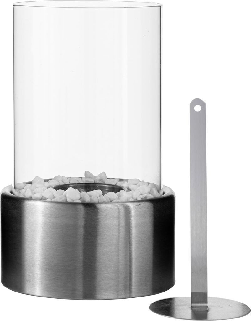 Tischkamin Bioethanol Dekokamin Zimmerkamin Rund silber Produktbild 