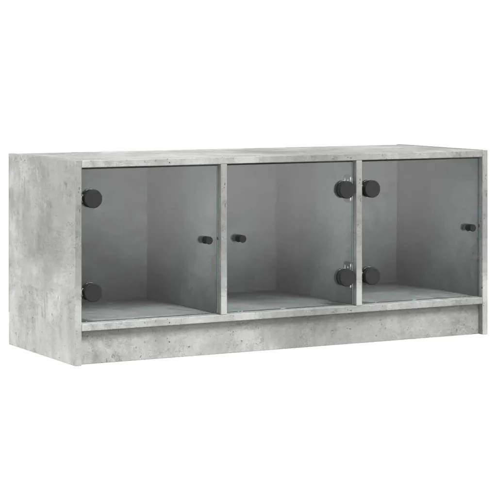 Mobile TV con ante in vetro grigio cemento 102x37x42 cm