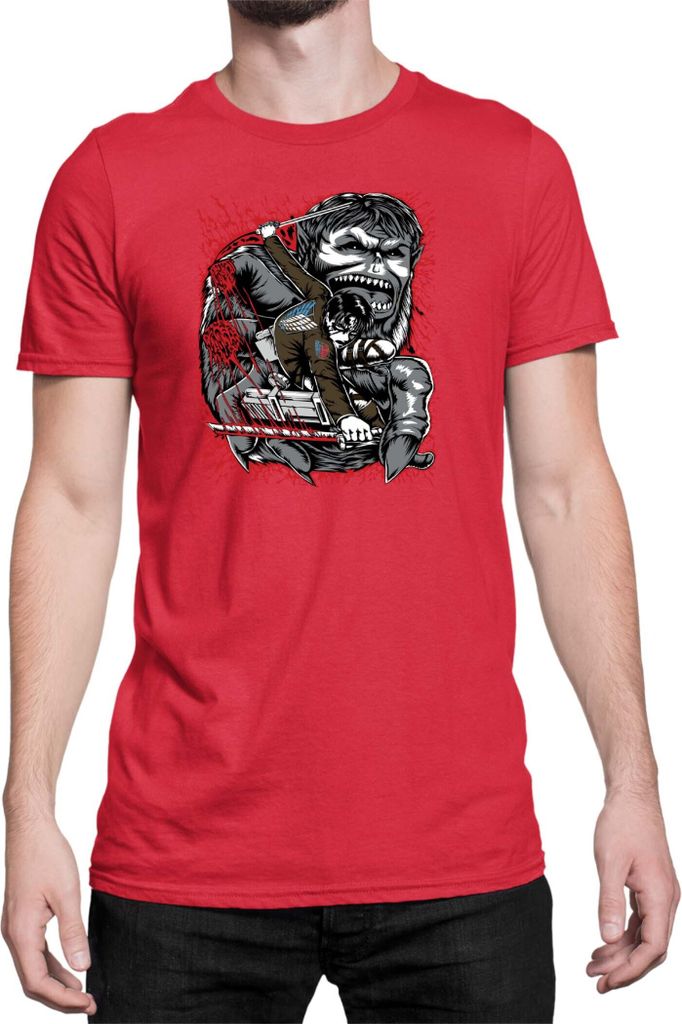 Herren T-Shirt Japan Anime Manga Attack Anime On Titan Levi Ackerman 08 Levi Titan Pilot, Man S / Rot