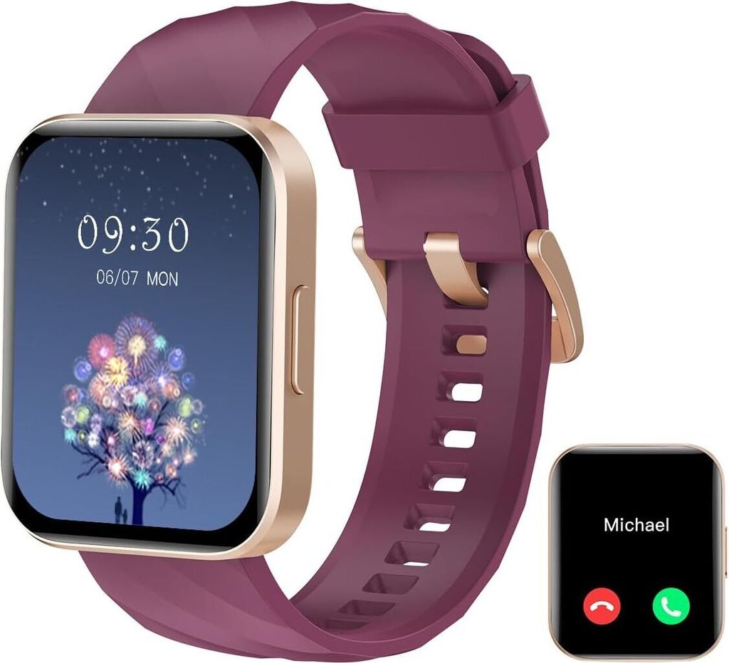 Smartwatch Damen Herren Telefonfunktion Schrittzähler Herzfrequenzmesser SpO2 Messung Schlafüberwachung Nachrichten Multi-Trainingsmodi Android IOS
