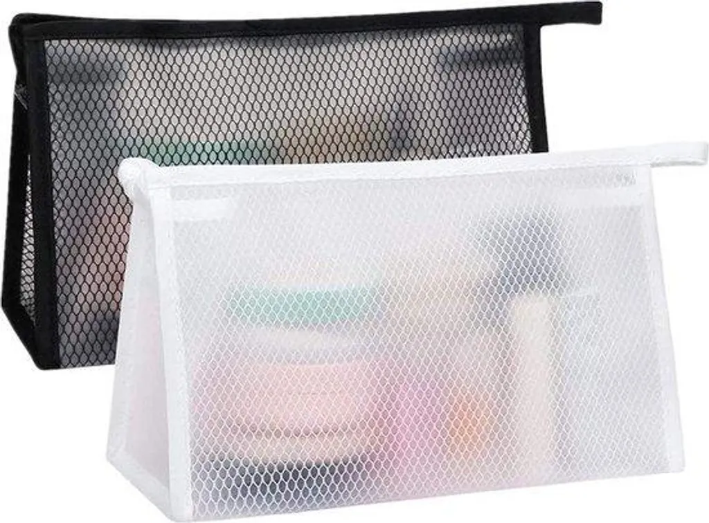 Trousse de maquillage transparente en PVC étanche, lot de 2 robustes