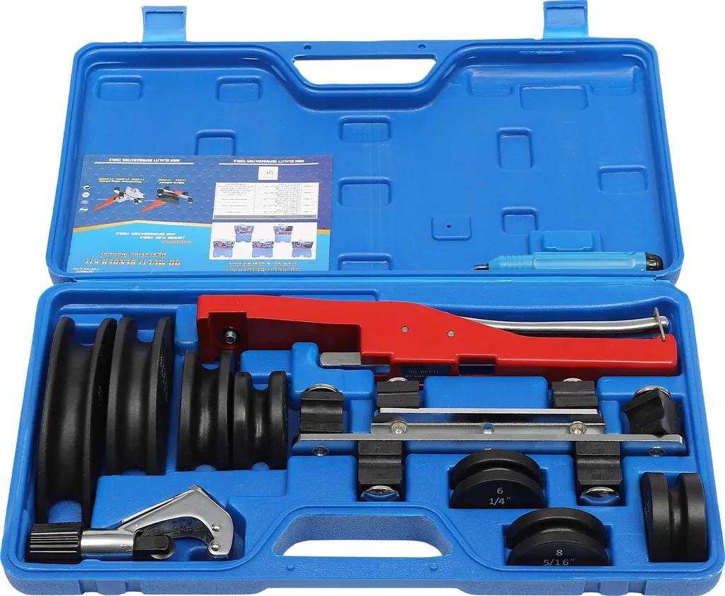 Cintreuse de tuyaux manuelle 7 têtes interchangeables, kit complet rouge