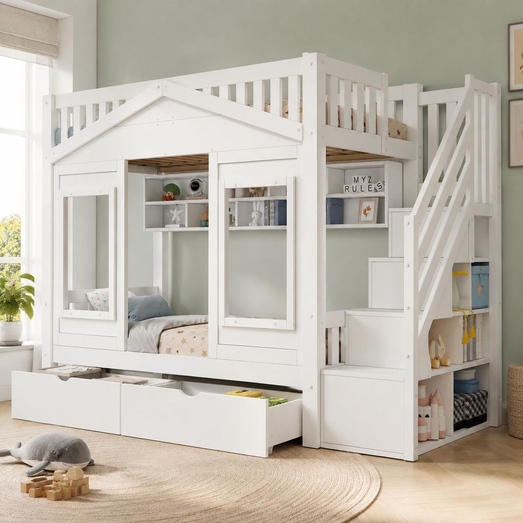 Letto a castello 90x200 cm con 2 cassetti, lettino a Immagine del prodotto 