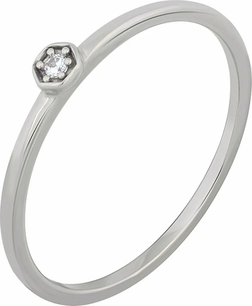 Anello Argento 925 Cai con Esagono di Zirconi - Regalo per Lei