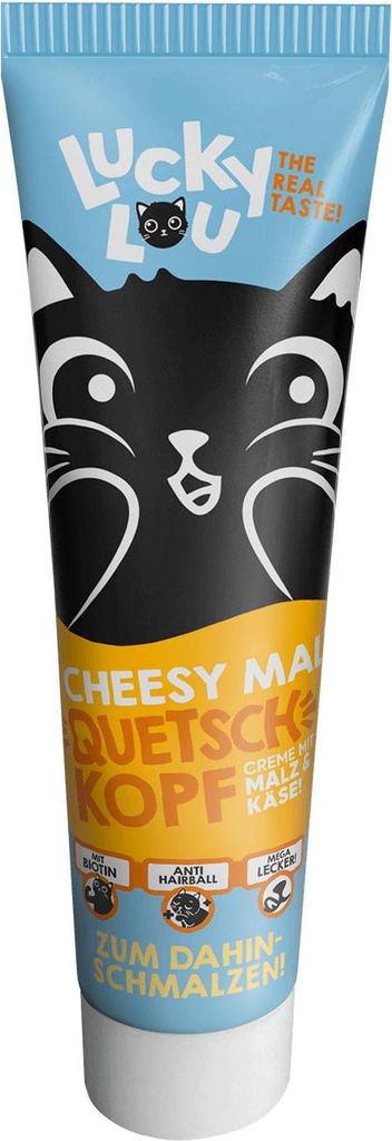 Lucky Lou QUETSCHKÖPFE – Cremiger Katzensnack, getreidefrei & zuckerfrei, vitaminreiche Katzenleckerlis in wiederverschließbarer Tube 100g Schl...