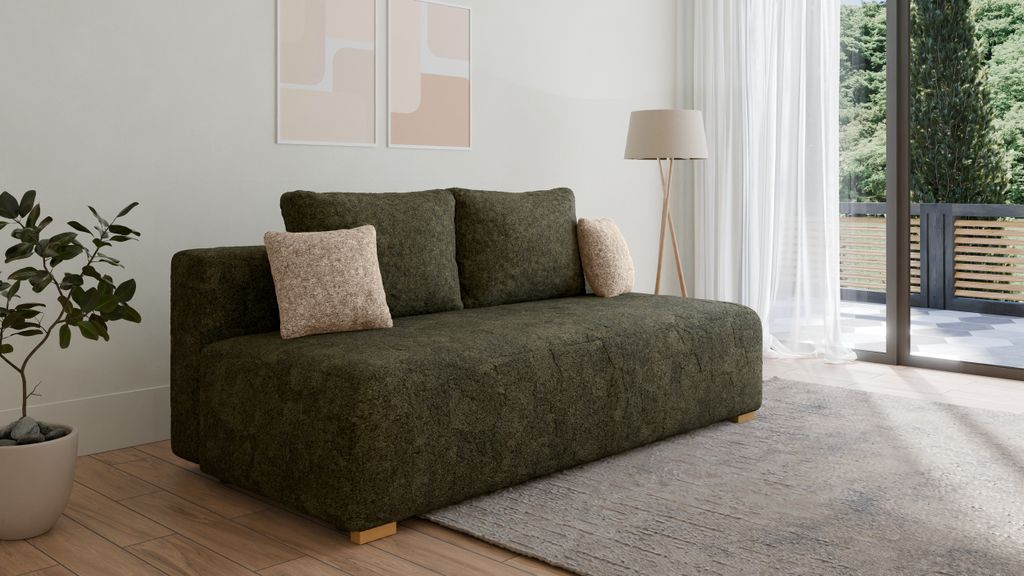 Schlafsofa aus Bouclé - Polstersofa, Sofa mit Schlaffunktion und Bettkasten, Polstersofa, Sofagarnitur Wohnlandschaft mit Bettfunktion, Couch für...