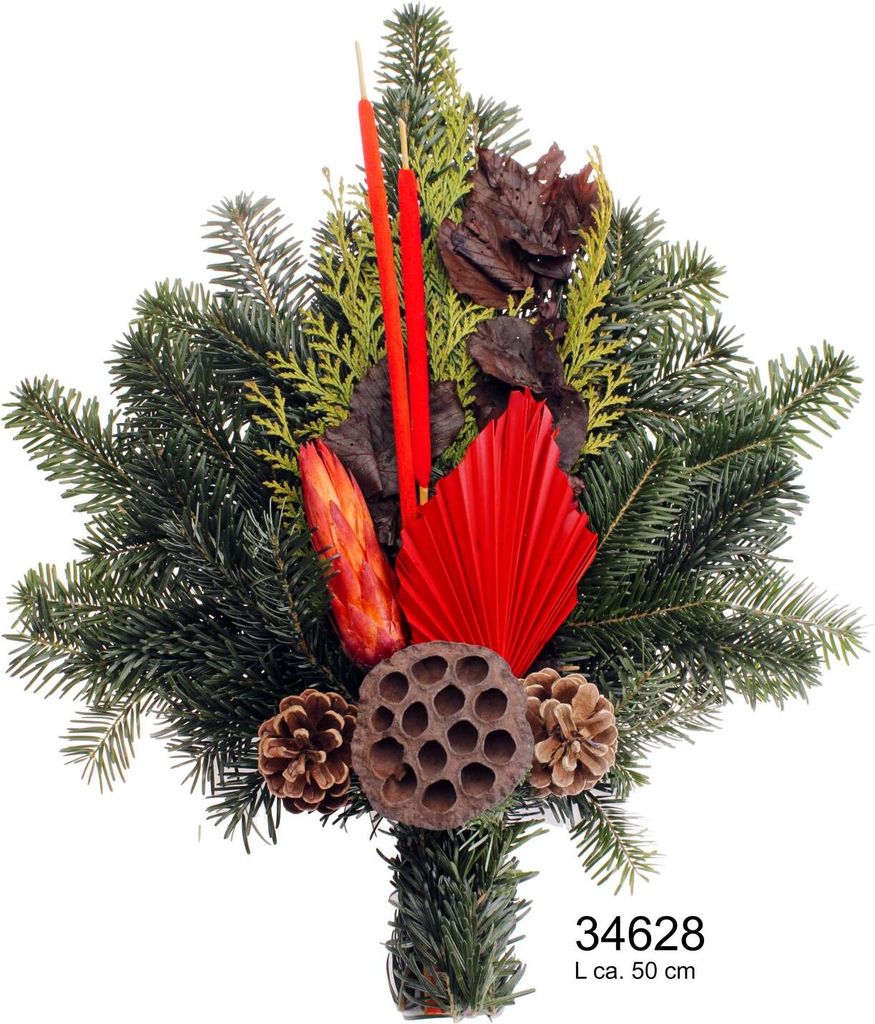 Grabstrauss 50cm Nordmann rot CreaFlor Home Produktbild 