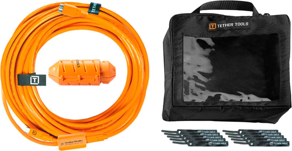 Câble de transfert Tethering USB-C vers Micro-B Orange de 9,40 mètres