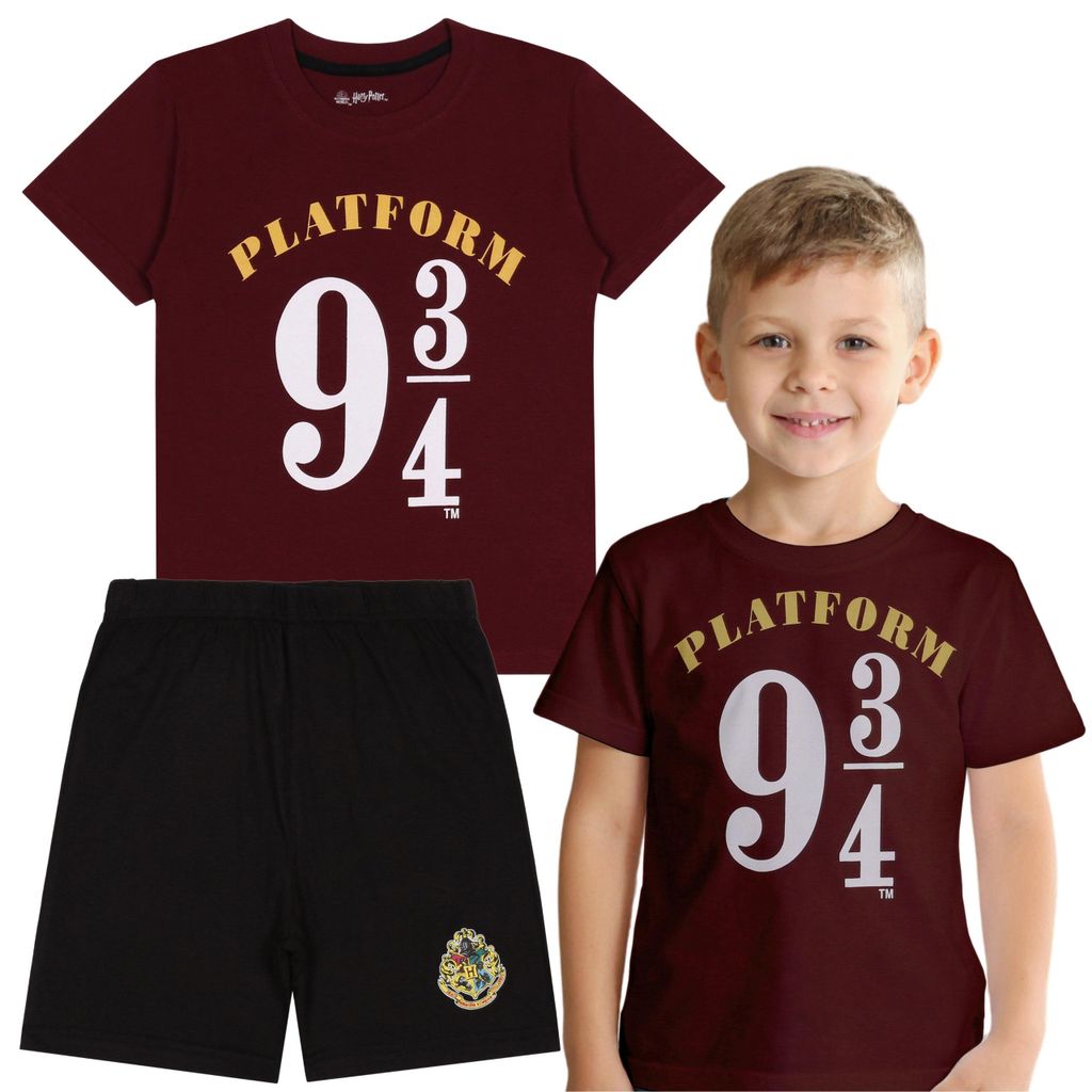 Harry Potter Plattform 9 3/4 BAUMWOLL Pyjama FÜR SOMMER, Kurzärmeliger Pyjama für Jungen, 100% BAUMWOLLE 158