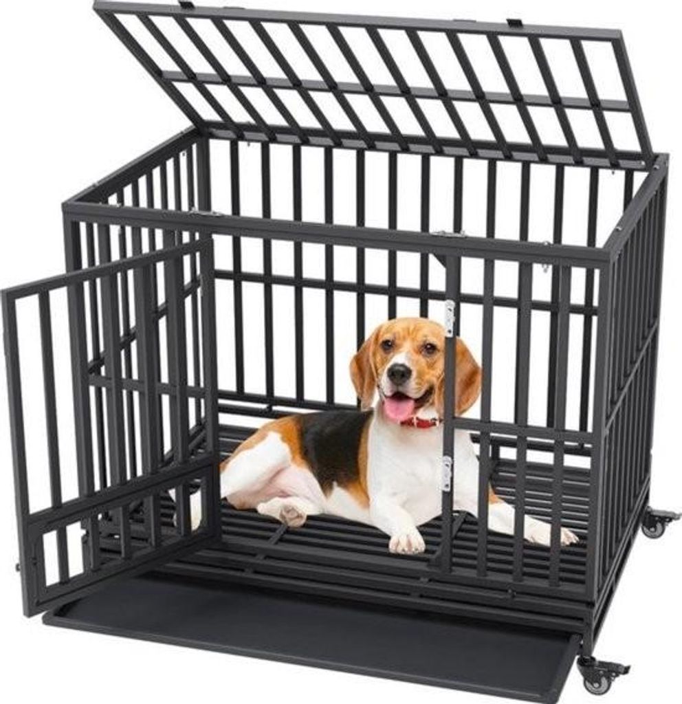 Hundebox - 65×95×81 cm - Hundehütte - inklusive Räder