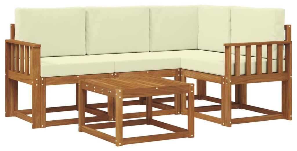 vidaXL Outdoor-Sofagarnitur mit Kissen 5 pcs Natur und Creme