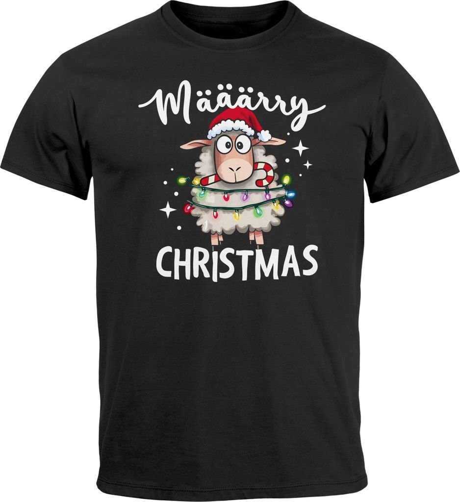 Herren T-Shirt Weihnachten Schaf Spruch Wortspiel lLustig Määäry Christmas XMAS Shirt für Männer Moonworks