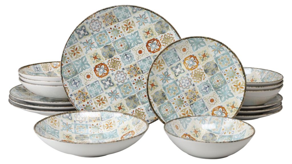 CreaTable, 24724, Mosaik Bunt, Tellerset 16-tlg, Steinzeug Produktbild 