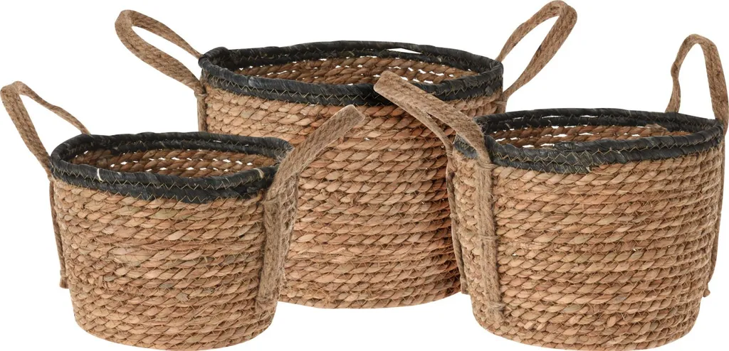 Paniers de rangement en fibres naturelles Rona - Lot de 3 corbeilles déco