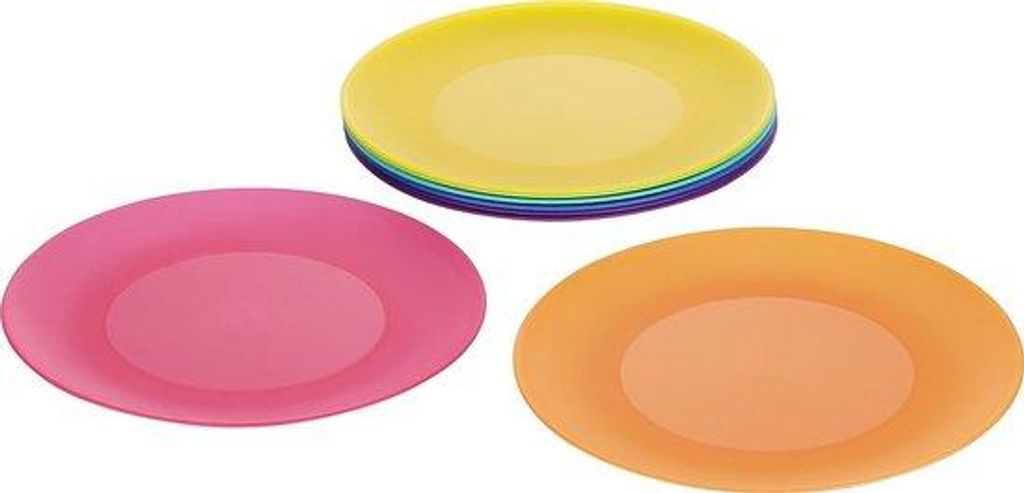Bunt Set Tassen und Teller, Camping