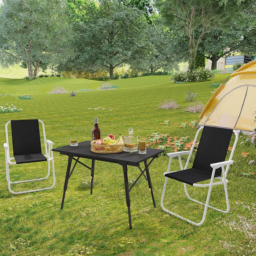 Woltu Campingstuhl (2 St), klappbar für Outdoor mit Armlehnen Getränkehalter