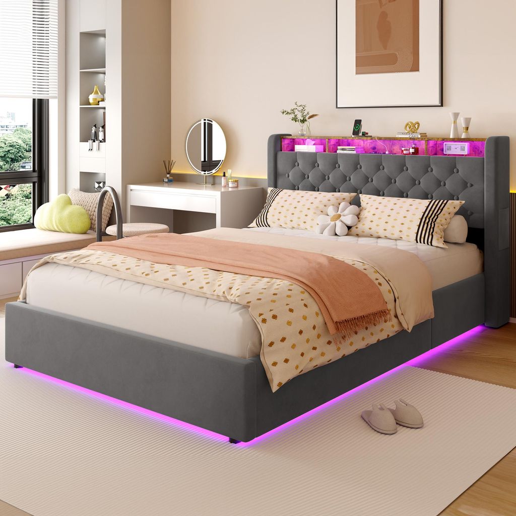 okwish Jugendbett 140×190 mit Steckdose und LED, Produktbild 