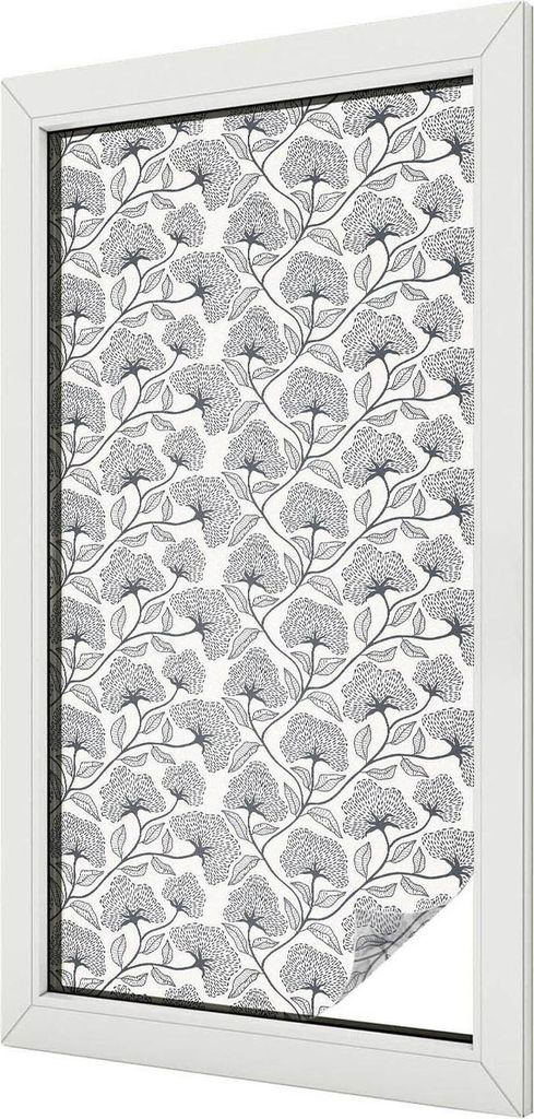 Buntglas Fensterfolie – 100x100 cm – Stained-Glass Design – blickdichte dekorative Sichtschutzfolie – selbstklebend, UV-Schutz – Botanisc...