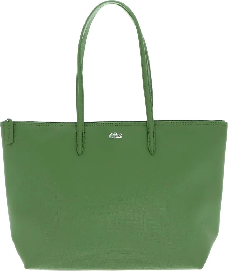 Sac Shopper Lacoste Mache Vert : Cabas Zippé en Toile Enduite Robuste