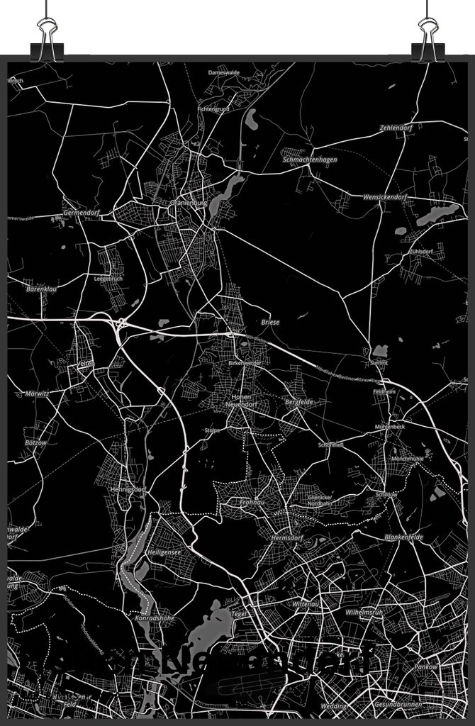 Mr. & Mrs. Panda Bild Hohen Neuendorf DIN A4 - Geschenk, Plakat, Stadt Dorf Karte Landkarte Map Stadtplan, Wandbild, wanddeko, Kunstdruck, drucke