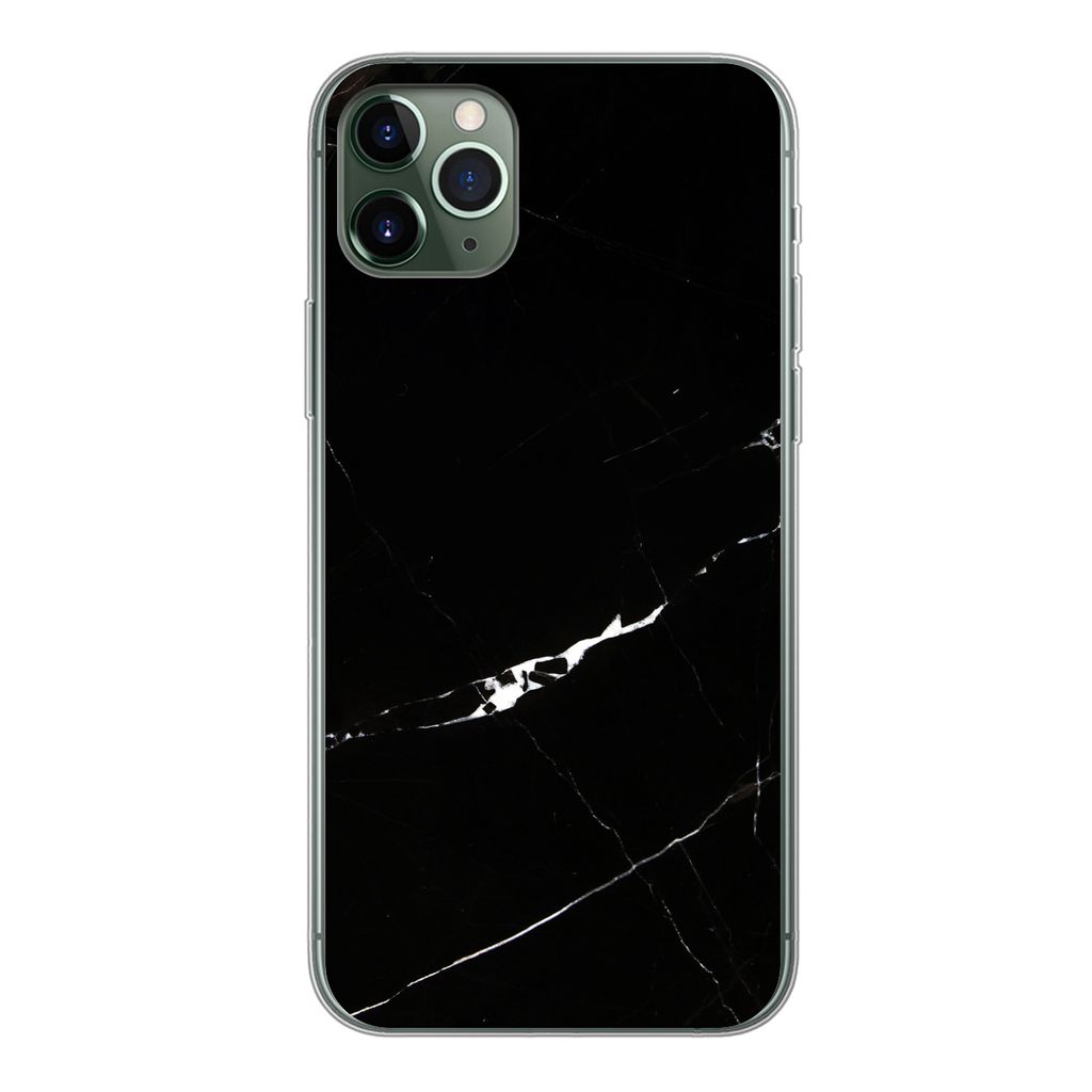 MuchoWow Handyhülle Schutzhülle Hülle für iPhone 11 Pro Max Marmor - Schwarz - Natursteine Silikon Softcase Handy Hülle - Schutz