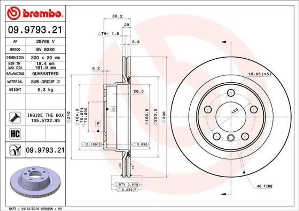 Disque de frein arrière Brembo haute performance pour BMW F30 F31 F32