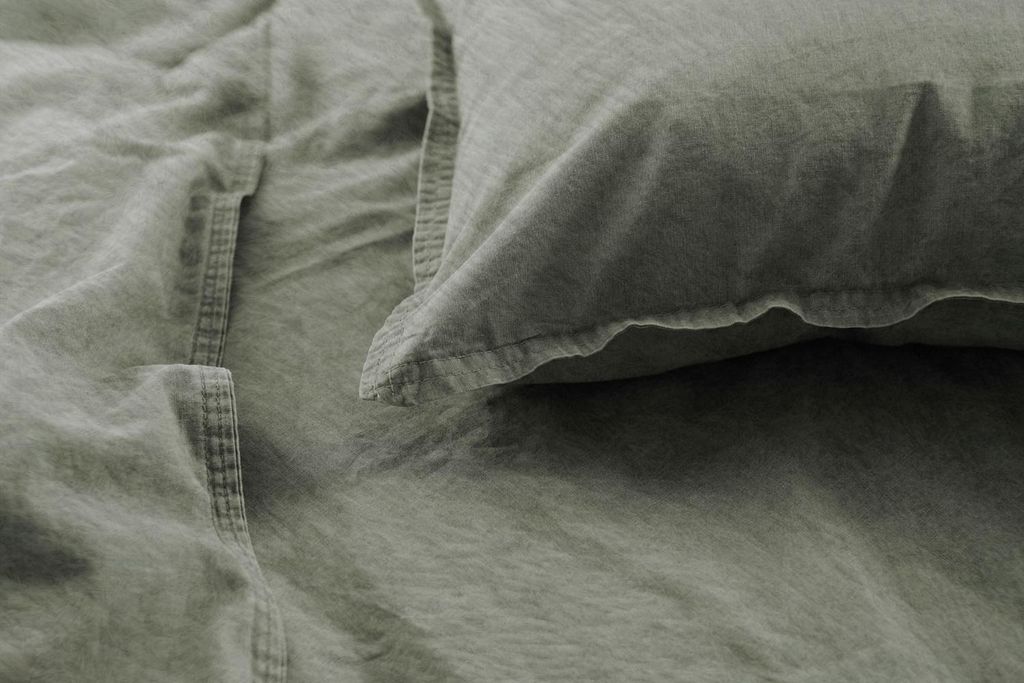 Primera Flanell Bettwäsche 135x200 stonewashed olive uni grün 173100-518