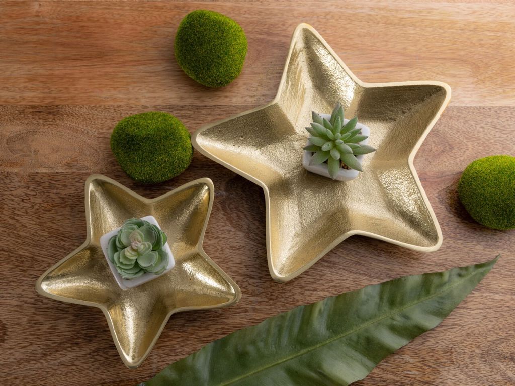 Soma Dekoschalen Stern 2er Set Starlight gold o. silber Weihnachtsdeko Aluminium gold