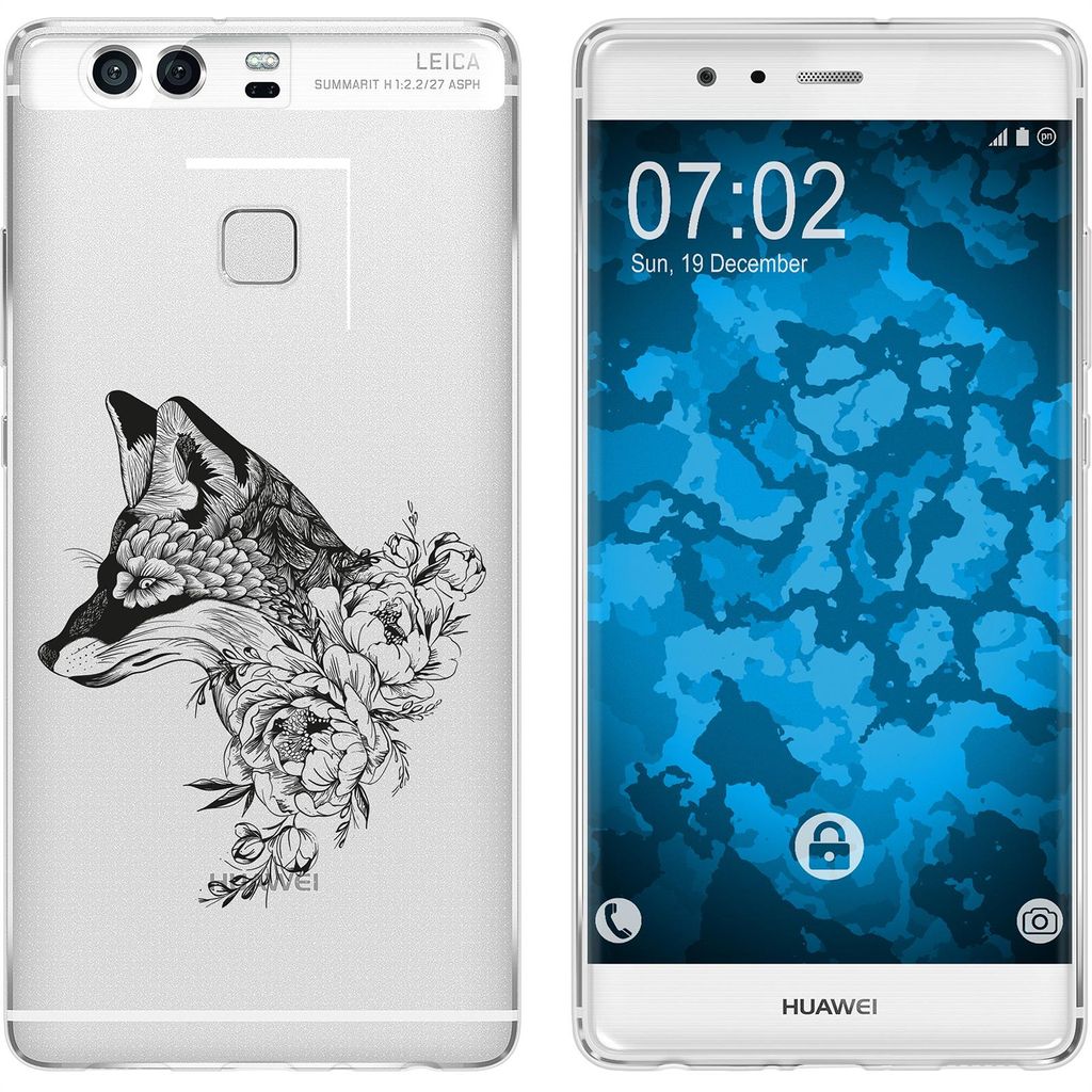 PhoneNatic Case kompatibel mit Huawei P9 Silikon-Hülle Floral Fuchs M1-1