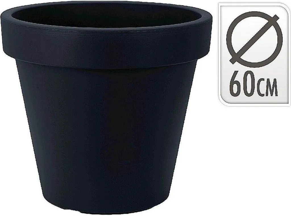 Pot de fleurs 60 cm anthracite incassable et léger pour jardinage facile