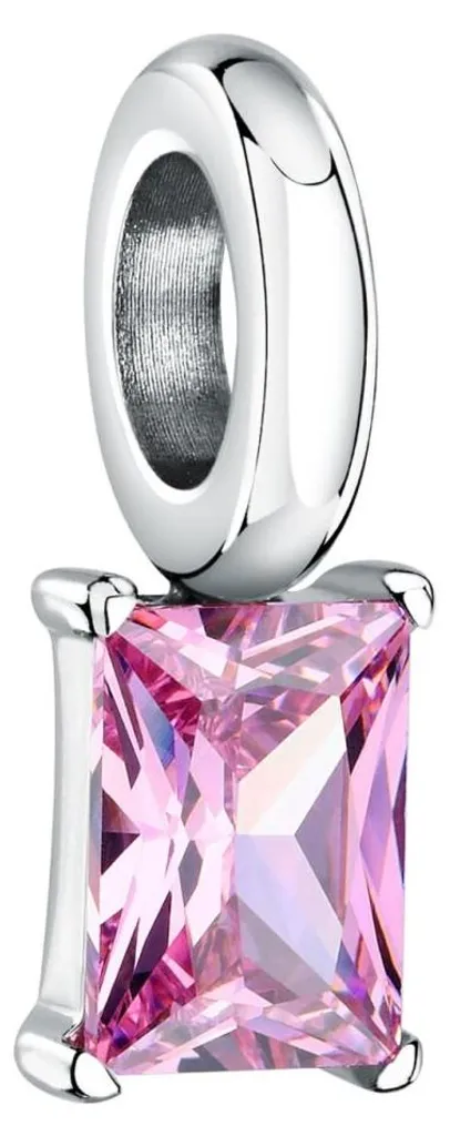 Bijou pendentif goutte zircon rose et acier inoxydable hypoallergénique