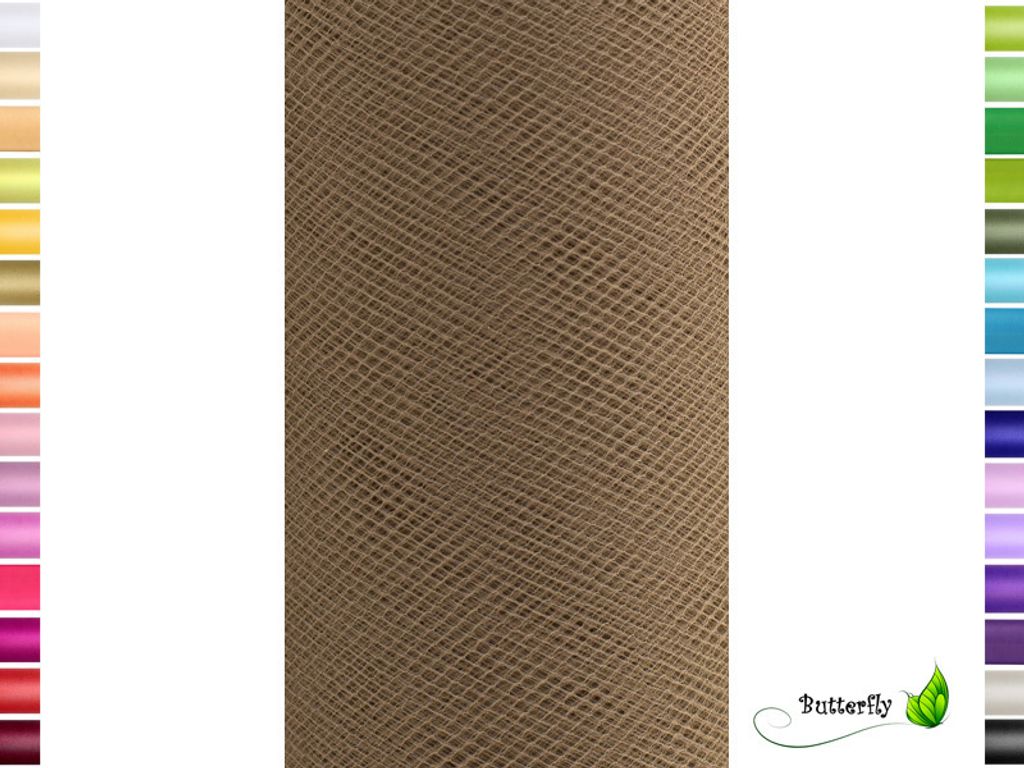 9m Rolle Tüll 15cm, Farbauswahl:cappuccino / hellbraun 846 Produktbild 
