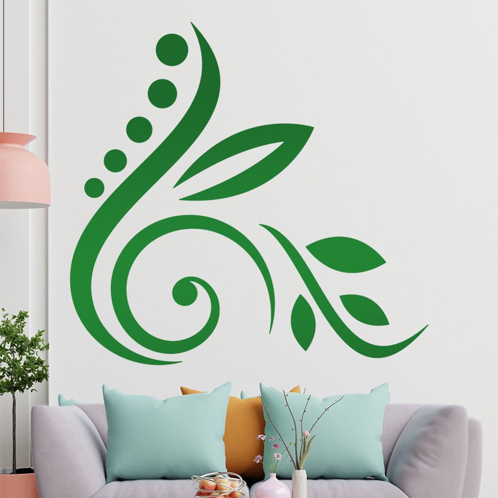 Blüte - Linien Punkte Wandtattoo in 6 Größen - Wandaufkleber Wall Sticker - Dekoration, Küche, Wohnzimmer, Schlafzimmer, Badezimmer