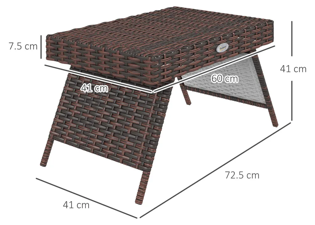 Table d'appoint pliante aspect rotin marron pour balcon et terrasse