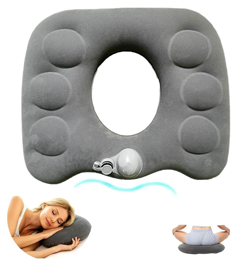 Aufblasbares orthopädisches Sitzkissen für Hämorrhoiden mit Loch, Steißbeinkissen zur Entlastung, ergonomisches Sitzkissen für Bürostuhl, Aut...