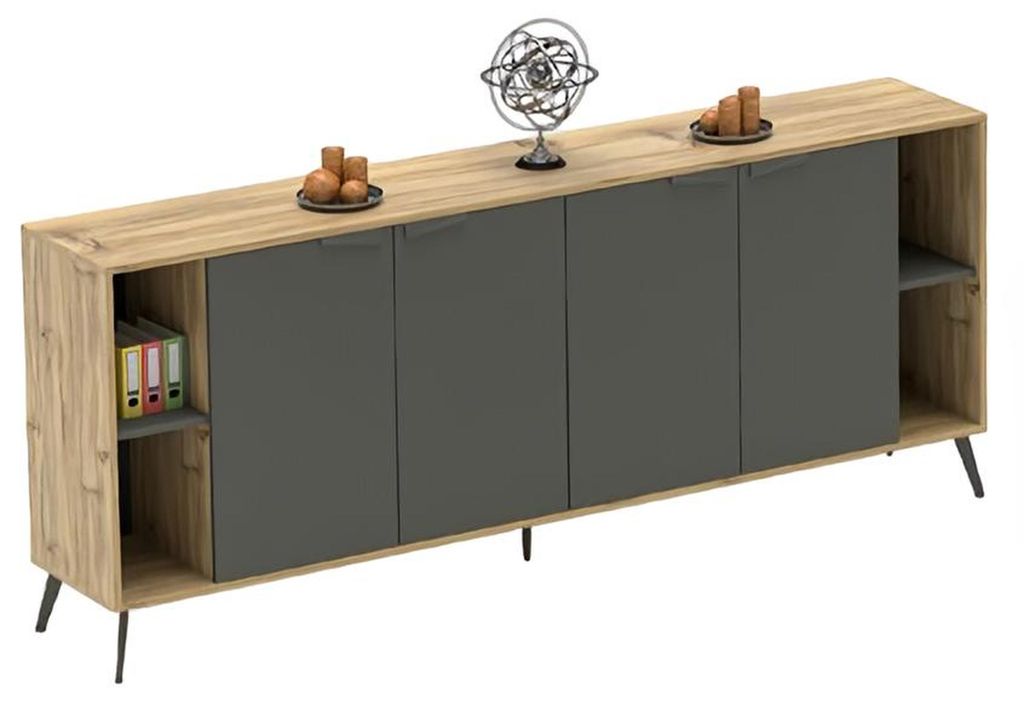 Büroschrank Kommode Aktenschrank Sideboard Arbeitszimmer Beige Grau