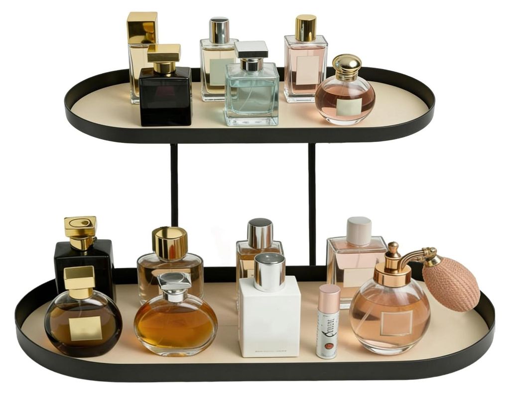 Elegante Parfumorganizer van Metaal en Faux Leer Productafbeelding 